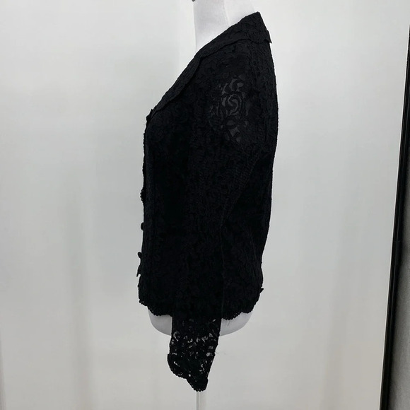 Talbots Blazer Jacket Women Size 4 Black Lace Floral Vintage Goth Victorian‎ - Picture 3 of 9